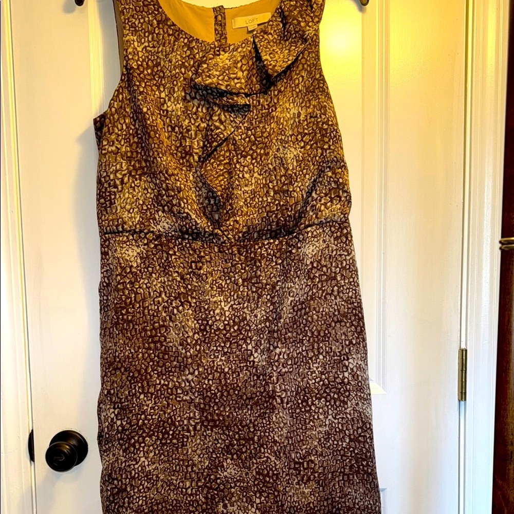 LOFT Brown Printed Sheath Dress